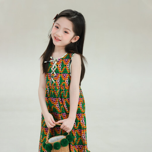 UTOUTO Big Ear Elephant Girls Polka Dot Colored Tank Top 2026 Summer New Style Baoer Diamond Sleeveless Thin Dress Green Polka Dot Spot 150