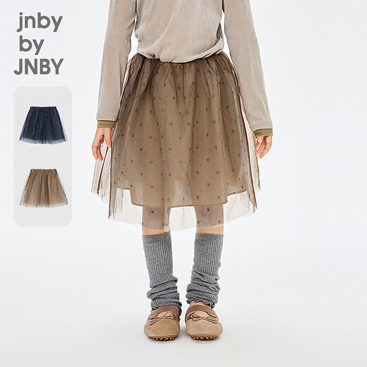Jnby by JNBY new Jiangnan cloth children's clothing short waist skirt H-shaped loose polka dot casual 26 spring girls 1Q1D10380 920/khaki color 110 cm