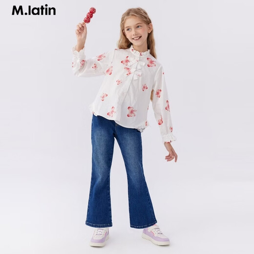 Maradin shopping mall same style Maradin children's clothing children's shirt spring style girls and older children fashionable long-sleeved shirt floral white 120