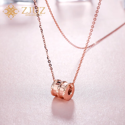 ZJUZ 18K Gold Small Waist Necklace Color Gold Rose Gold Necklace Ladies Clavicle Chain Simple Birthday Gift for Girlfriend 18K Gold Rose Gold (Small Size)