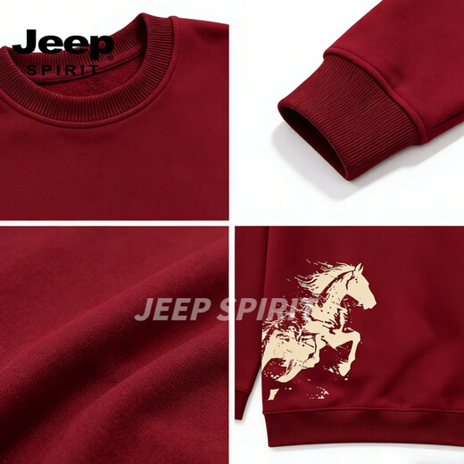 JEEP SPIRIT American retro printed sweatshirt for men 2026 spring trendy loose round neck pullover couple tops white 5XL