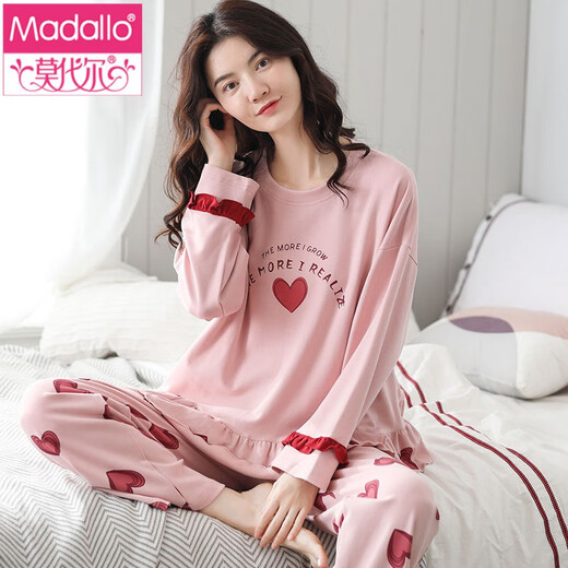 Modal 100% pure cotton pajamas for women in spring and autumn long sleeves sweet and cute summer cotton Korean style home clothing autumn and winter set 6628 T5352 L (recommended to wear 105-125 Jin [Jin equals 0.5 kg])