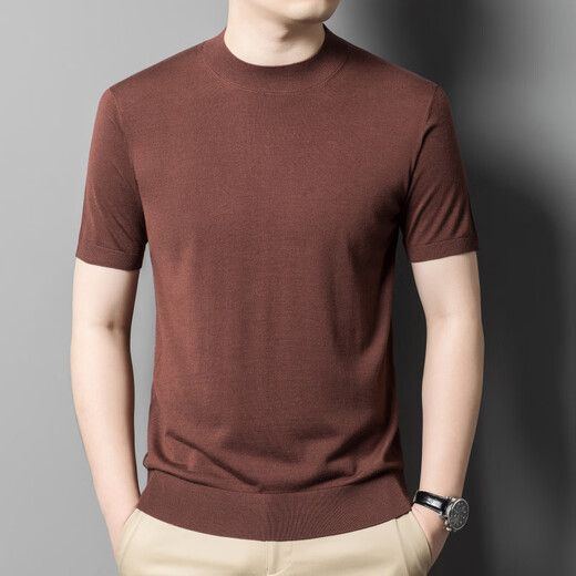 丨Lilang丨Skin-friendly mulberry silk + cashmere + sheep wool + modal worsted thin short-sleeved cashmere sweater for men Zhongca M 165