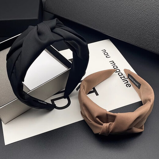 HANS F headband female black hairpin wide edge high skull headband internet celebrity new high-end headwear covering white hair high-end hair bundle black