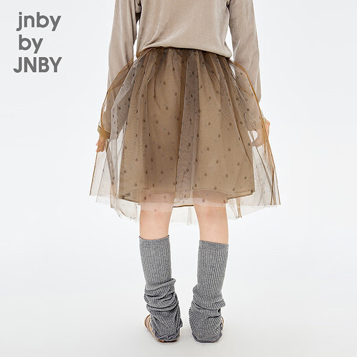 Jnby by JNBY new Jiangnan cloth children's clothing short waist skirt H-shaped loose polka dot casual 26 spring girls 1Q1D10380 920/khaki color 110 cm