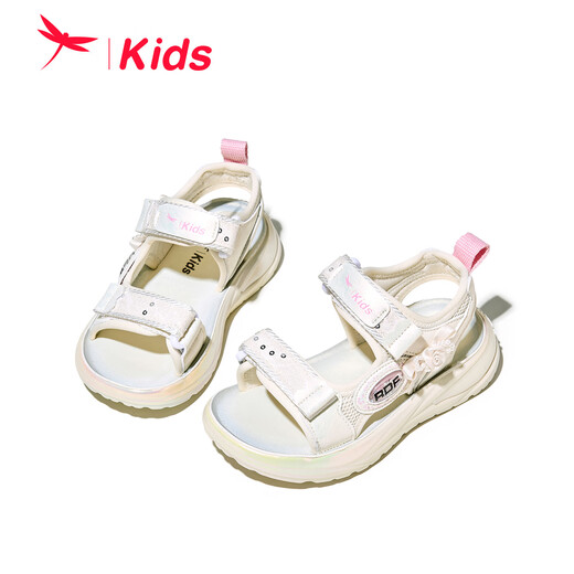 Red Dragonfly Girls Shoes 2026 Summer Children's Princess Shoes Soft Sole Breathable Beach Sandals Q62BL020 Beige 30