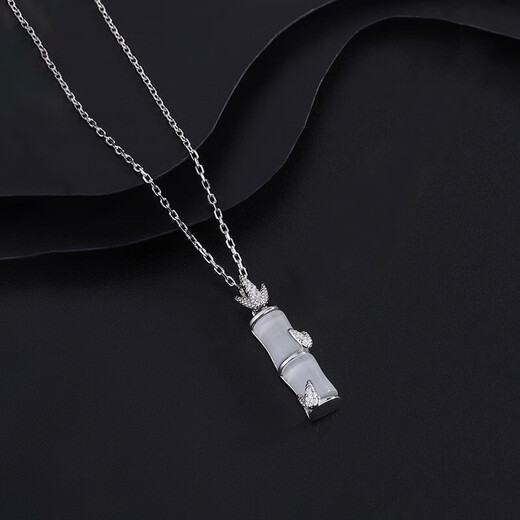 MZMZ Bamboo Leaf Platinum Necklace for Women pt950 Platinum Clavicle Chain Bamboo Leaf Pendant Birthday Gift for Girlfriend Luxurious Platinum Model-Bamboo Necklace