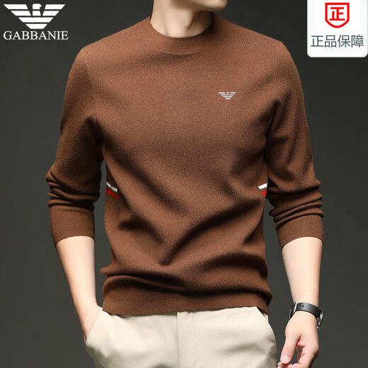 Armani (ARMANI) men's high-end round neck cardigan autumn and winter high-end bottoming sweater fashionable casual sweater black 3XL 185 (170/185Jin Jin equals 0.5 kg)