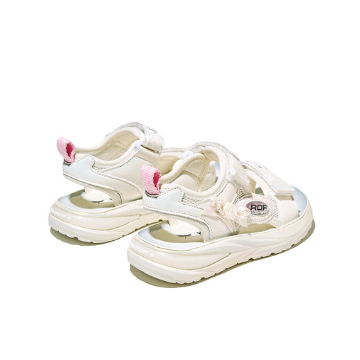 Red Dragonfly Girls Shoes 2026 Summer Children's Princess Shoes Soft Sole Breathable Beach Sandals Q62BL020 Beige 30