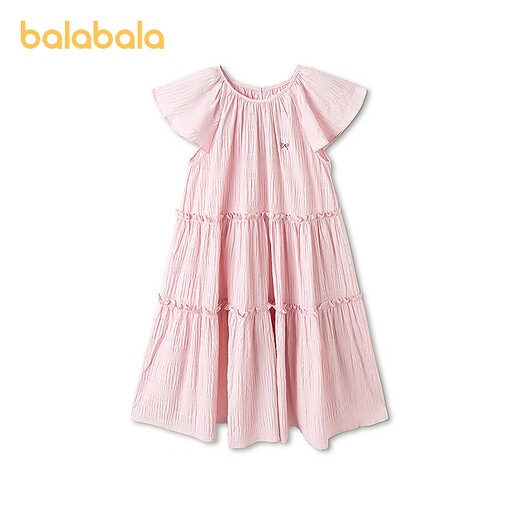 BALABALA children's clothing girls skirt children's dress 2026 new summer princess dress sweet little flying sleeves dream pink 60397 110