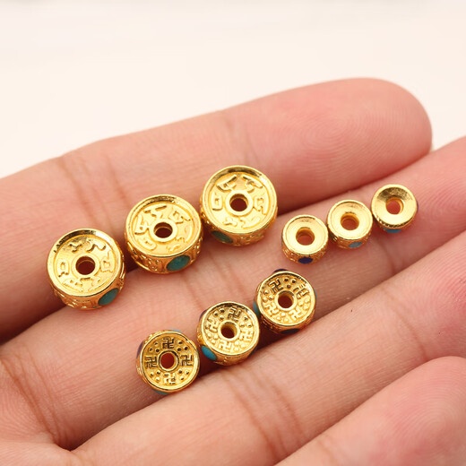 Cloisonné spacer spacer beads brass gold-plated filigree enamel burnt blue handmade toy bracelet bracelet accessories cloisonné spacer diameter 8mm (single)