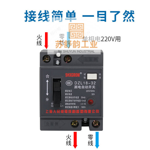 Shanghai People's DZL18-/20A leakage protector cable tray suitcase two-phase leakage switch construction site 2P 32A