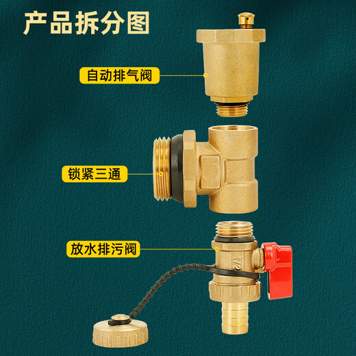 Fußbodenheizungs-Wasserverteiler, automatisches Auslassventil, geothermisches Ablassventil, Artefakt, kleiner Korb, Kühlerablassventil, Ablassventil, Saitenhalter, Verriegelungs-T-Stück