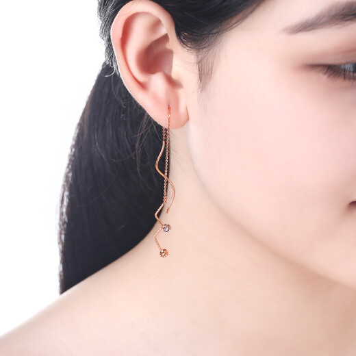 TSL Xie Ruilin Xingxiu Series 18K Rose Gold Earrings Fashion Color Gold Earrings Ear Wire Women's Transfer Bead Ear Wire Gift AF438