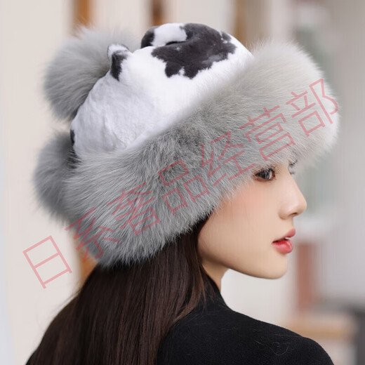 CA BRIDA imported mink fur hat women's fox fur ear protection warm mink hat Rex rabbit fur autumn and winter whole mink fur hat blue S (54-55cm)