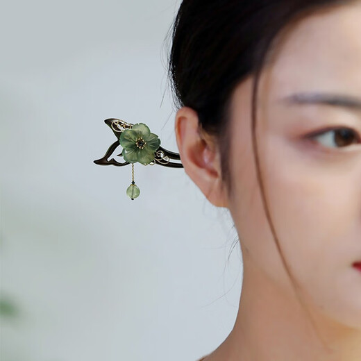 Kamalun (KAMALUN) hairpin antique style ebony wood jade flower wooden hairpin Hanfu hairpin new Chinese style updo hair accessories as a gift for your girlfriend Hibiscus hairpin + brand gift box