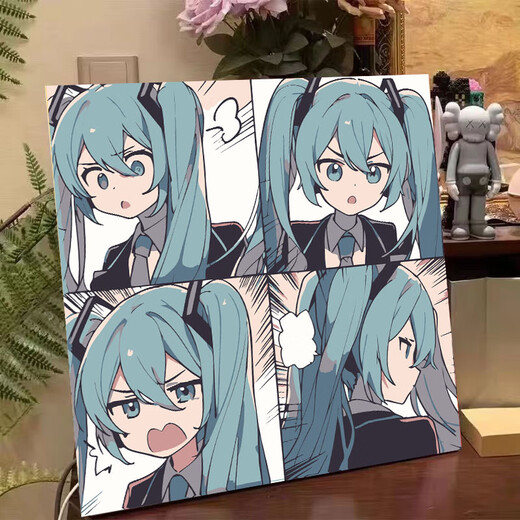 初音未来diy数字油画儿童简单手工填色画学生手绘丙烯油彩画 FQ719 20*20绷好带背板+颜料画笔挂钩