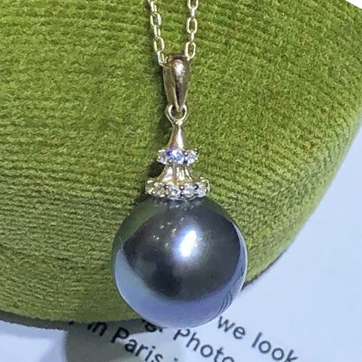 Jingruo Jennifer Jewelry 10-11mm perfect round Tahitian seawater black pearl pendant 925 silver temperament personality necklace