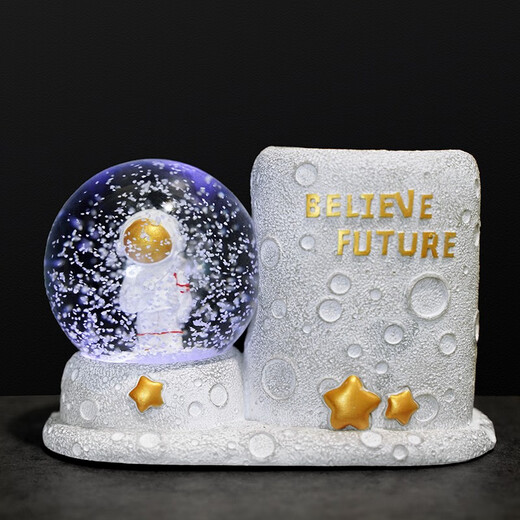 Zhenxiqi Astronaut Pen Holder Children's Day Gift Night Light Office Desk Ornament Creative Crystal Ball Pen Holder Birthday Gift [Golden Astronaut Crystal Ball Pen Holder Lamp]