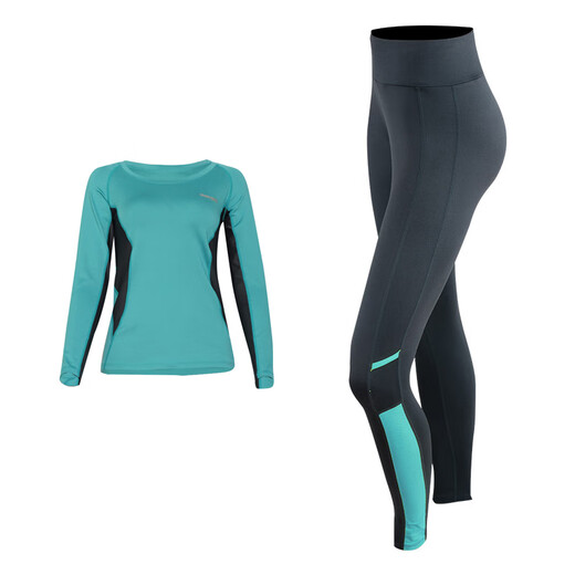Sporn Yoga Wear Women's Suit Autumn and Winter New Long-Sleeved Pilates Training Wear Tight Slim Sports Suit Loose Large Size Quick-Drying Running Fitness Wear Three-piece Set Mint Green Top + Leg Pants L (100-120 Jin Jin equals 0.5 kg)
