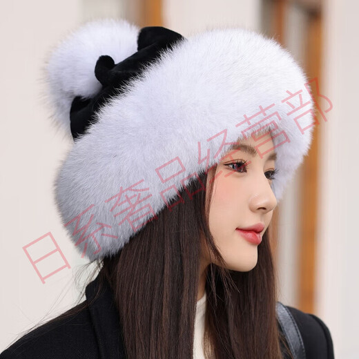 CA BRIDA imported mink fur hat women's fox fur ear protection warm mink hat Rex rabbit fur autumn and winter whole mink fur hat blue S (54-55cm)