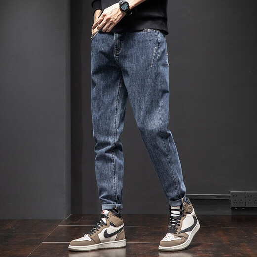 Guqian (Guqian) Jeans pour hommes Stretch Nine Point's Trend's Men's Style Summer Summer Light Color Slim Adting Pantal