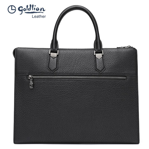 Goldlion Business Briefcase, High-End Men's Bag, Commuting and Traveling, Large Capacity Laptop Bag, Light Luxury New Year's Gift for Men, Black Large 13 Inch