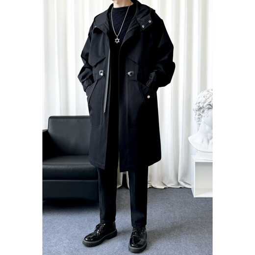 Мужская ветровка средней длины выше колена Kaduton для весны и осени, новый стиль в Гонконге, красивое свободное повседневное длинное пальто, трендовое светло-зеленое, стандартный размер XL (рекомендуемый вес 145-165 Jin Jin равен 0,5 кг)