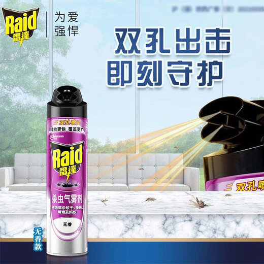 雷达（Raid） 杀虫气雾剂 家用杀虫剂喷雾 灭蚊子苍蝇蚂蚁 室内卧室除虫灭虫剂 无香型 600ml*4瓶
