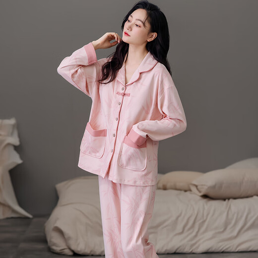 Catman (Miiow) reines Baumwollpyjamas für Frauen in Frühling und Herbst 2025 Neue Sommer-Plus-Größe Langarm Baumwolle kann außerhalb von Heimkleidungsset LMSJ761 XL getragen werden (empfohlen 120-140jin [Jin gleich 0,5 kg]))
