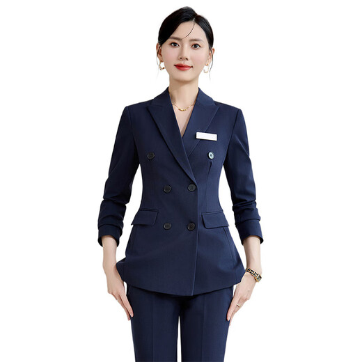 Gesaiya business formal women's long-sleeved suit suit women's double-breasted professional suit spring, autumn and winter interview commuter suit black jacket + B259 bell bottoms XL