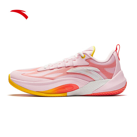 ANTA (ANTA) Instant 1TD Basketball Shoes Men's Nitrogen Technology DiVincenzo's Same Style Professional Shock Absorbing Practical Low-top Sports Shoes Water Pink/Crimson Orange/Paper White-4 41 (Men's Size 8)