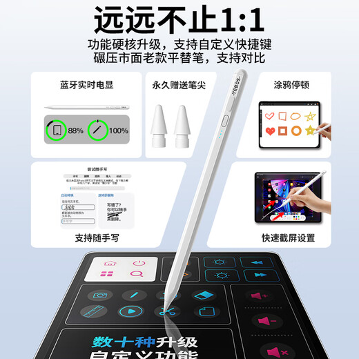 Yibosi condensador de lápiz lápiz ipad adecuado para manzana lápiz 2a y tercera generación Apple plana sustituto plano carga magnética presión de inclinación de presión pintura escritura a mano doble batería modelo [adsorción magnética + sentido de presión de inclinación + anti-error toque]