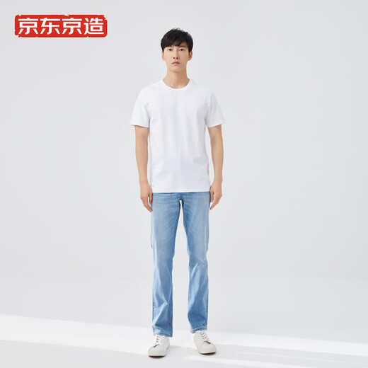 
JD.com [liquid ammonia anti-wrinkle] T-shirt for men short-sleeved men's T-shirt pure cotton white small T-shirt custom made white L