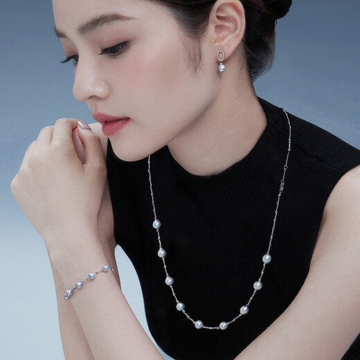 Lukfook Jewelry True Me Series Platinum 950 Special Shaped Seawater Pearl Platinum Bracelet Total Weight Approximately 6.82 Grams