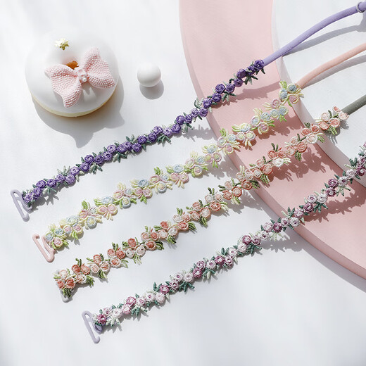 Super fairy underwear with lace shoulder strap accessories thin invisible seamless one-line collar bra straps dark purple small floral shoulder straps