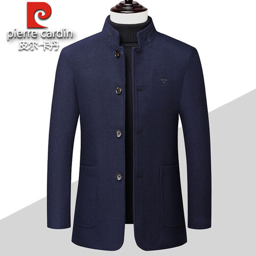 Pier Cardin Woolen Jacket Men's Spring y Autumn Nuevo chaqueta de lana de mediana edad para hombres engrosado Coloque Collar Daddy's 2025 Gray Single Model XL 180