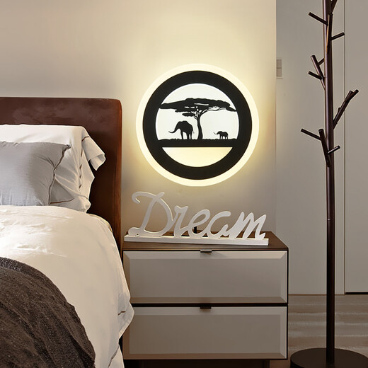 Chunlu Simple Postmodern Bedside Lamp Creative Bedroom Living Room Nordic LED Acrylic Aisle Background Wall Lamp Pink Big V