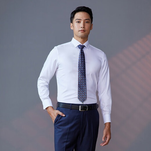 Camisa de manga larga joven Camisa blanca sin hierro Fabrica de algodón Anti-wrinking plano y fácil de cuidar el centro comercial del mismo estilo 41