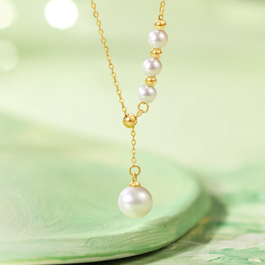 Saturday Fortune Yellow 18K Gold Necklace Women's Gold Pearl Pendant Pendant X0613069 40+5cm Birthday Gift