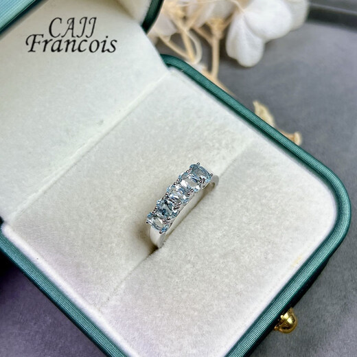 Pearl edge Jingcui 1.0 carat aquamarine ring for women, natural colored gemstone, jewelry gemstone 925 inlaid jewelry, No. 13