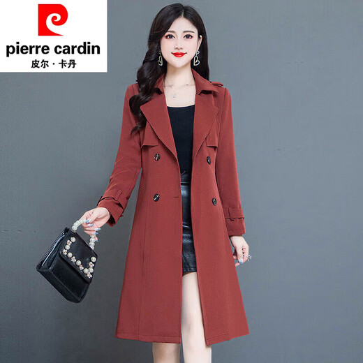 Pierre Cardin high-end windbreaker women's mid-length 2025 spring and autumn new spring Korean version slimming popular coat jacket brick red L recommended 85-105Jin Jin equals 0.5 kg