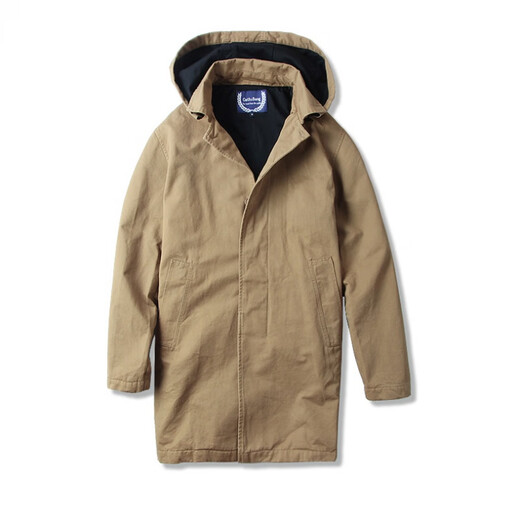 JEEP SPIRIT吉普春秋男款潮流欧美翻领工装纯棉风衣美式复古中长款休闲外套男 深蓝色 单衣款(现货) S -适合体重120斤内