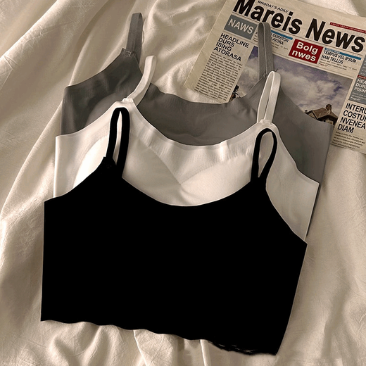 
Miaoyi Jia Bing Silk Underwear Women's Wireless Bra Bra Summer Thin Style Junior High School Underwear Girls Showing Small Breasted Chest in Summer Solid Color Wavy Ed Silk Underwear [White + Gray] 2 strips M [85-110Jin [Jin equals 0.5 kg]]