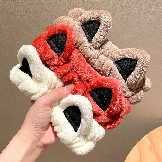 Cartoon cat ear headband for girls, special headband for washing face and applying facial mask, headband for washing, headband, non-slip headwear, 1 kitten hairband - dark brown