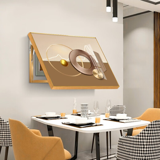 Villa electric meter box hydraulic decorative painting modern simple horizontal version restaurant weak current box hanging painting abstract art living room mural abstract art 12596-2 mirror crystal porcelain 100*80 cover size 84*73 black