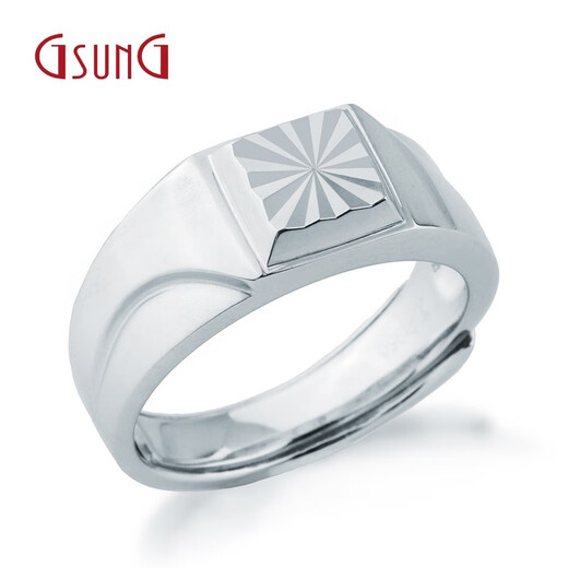 GsunG platinum PT950 ring men's platinum men's style atmospheric shiny wide ring men's live fashion ring priced by gram contact before bidding