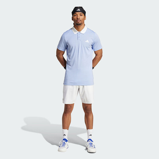 阿迪达斯 （adidas）男子网球服POLO衫短袖 法网同款POLO衫轻质快干面料 浅蓝 IW6227 M （175/96A）