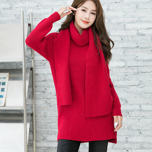 BUBBLE ORANGE parent-child red sweater Horse Year clothes autumn and winter round neck mother-daughter skirt family wear sweater for a family of three and four burgundy mother size S (recommended 90-105 Jin Jin equals 0.5 kg)