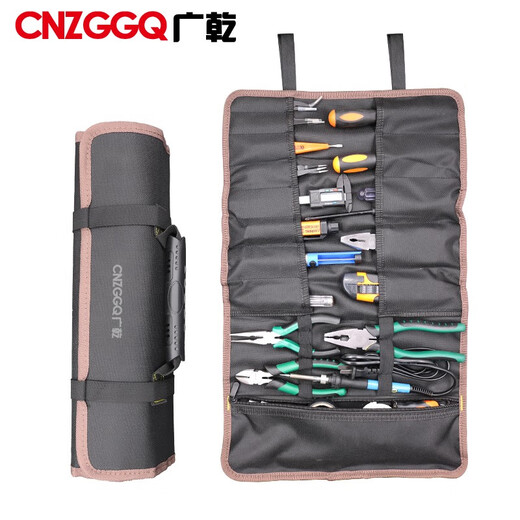CNZGGQ Guangqian Oxford roll tool bag empty bag multi-functional portable storage bag tool pocket storage without clutter black